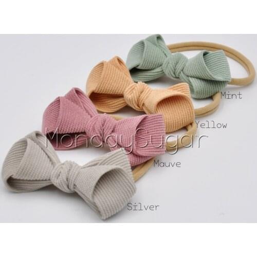 20pcs/lot 3.5inch Handmade Corduroy Bow Headband Fabric Bow Hair Band For Infants Baby Girl Hair Accessory