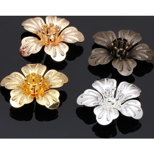 30pcs 20mm Flower Beads Caps Copper Brass Filigree Flowers Base Bead Cap Charms Pendants for Jewelry Making Craft Components DIY