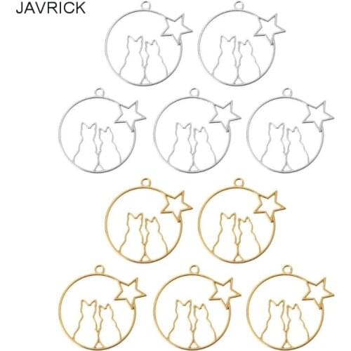 5Pcs Cute Moon Cat Blank Resin Frame Pendant Open Bezel Setting Jewelry Making