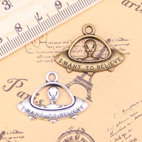 10pcs Charms alien ET believe spaceship 23x30mm Antique Pendants,Vintage Tibetan Silver Jewelry,DIY for bracelet necklace