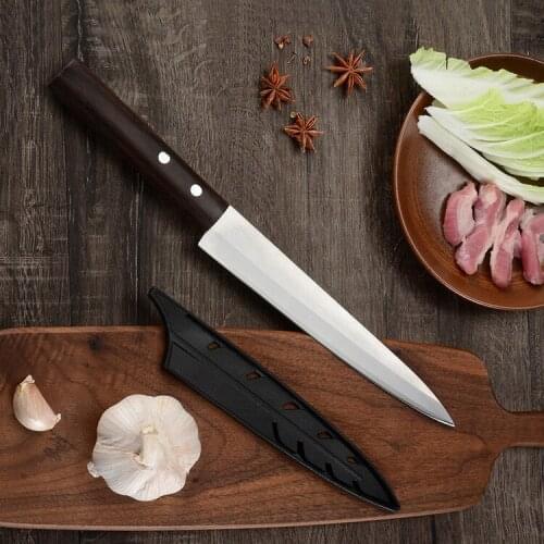 8 Inch Kitchen 4Cr14MOV Stainless Steel Knife High Carbon Sharp Blade Color Wood Handle Sashimi Knife With knife cover