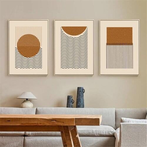 Abstract Geometric Shape Wall Art Poster Lines Wavy Art Print Original Canvas Painting Minimalist Picture Living Room Home Decor