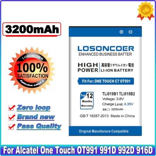 LOSONCOER 3200mAh TLi019B1 TLi019B2 Battery For Alcatel OT991 916D For Alcatel ONE TOUCH Battery