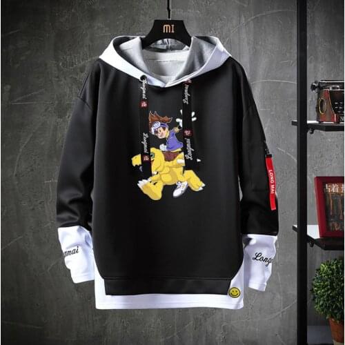 Anime Digimon Adventure Hooded Teenagers cosplay cartoon Costume coat Unisex Casual Fake Two-Piece Hoodies Sweatshirt jacket