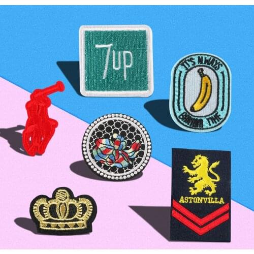 Lion Army Badge Banana Patches Iron on for Clothing Stickers on Clothes Appliques An crown Embroidery Stripes for Backpack
