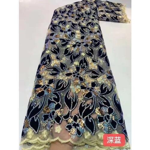 XIUYSAI Velvet Lace Fabric Embroidery nigerian Lace Fabric 2020 High Quality Lace Wedding Sequin African lace Fabric