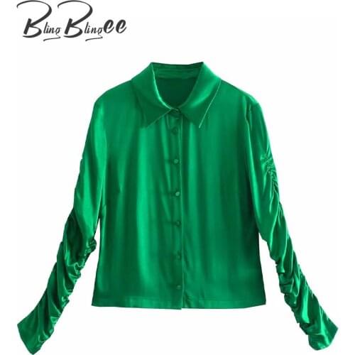 Женские атласные рубашки BlingBlingee China At AliExpress