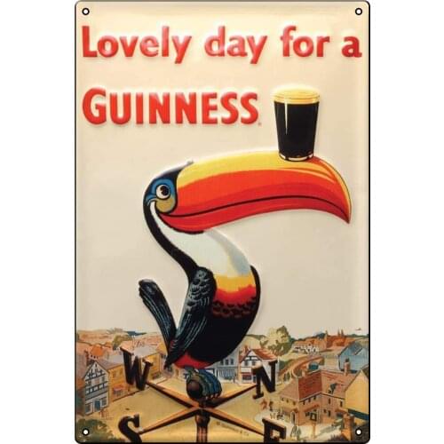 Boggevi Kells Lovely Day For A Guinness - Guinness Toucan Weathervane Metal Sign - Tin signs Metal Poster Gift 200mm x 300mm