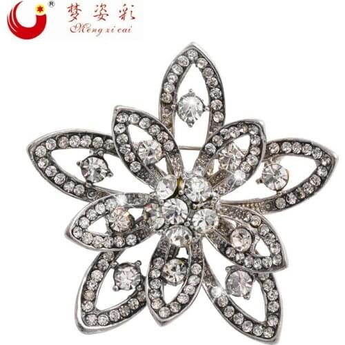 MZC New Poppy Full Crystal Flower Brooches For Female Women Fashionable Cartoon Designer Brooch Broches Brosh Ethnic Jewelry