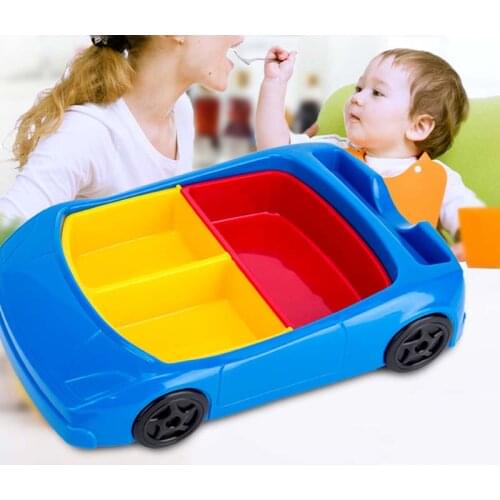 Kawaii Car Shaped Baby Dishes Multi-grid Bright Color Baby Feeding Tableware Cute Safe Food-grade PP Vajilla Infantil