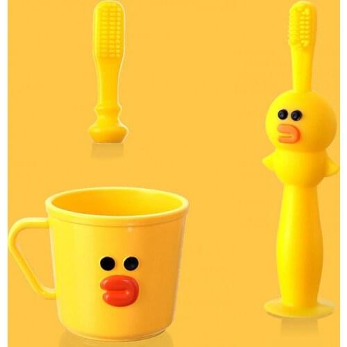 Children Toothbrushes Cartoon Design Tooth Care 0-3 Year Old Baby Cup Soft Bristle Toothbrush Set Gum Massage Toddler Supplies