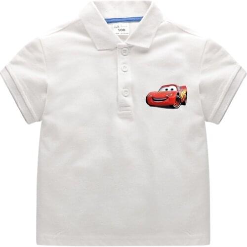 Disney 1pcs POLO shirt car LOGO childrens clothing cartoon childrens summer short-sleeved childrens cotton knitted T-shirt