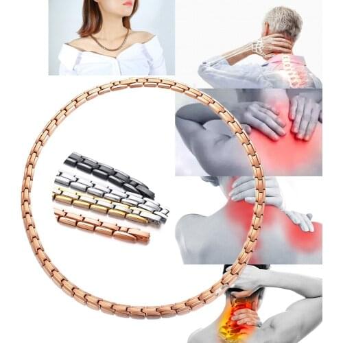 Vinterly Long Magnetic Necklace Health Stainless Steel Chain Women Necklaces Pendants Rose Gold-color Necklace Long Fashion 2018