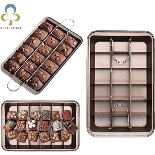 1PC Non-Stick Carbon Steel Baking Pan Creative Chocolate Cake Mold Home Kitchen Thick Square Lattice Molds Baking Tool ZXH