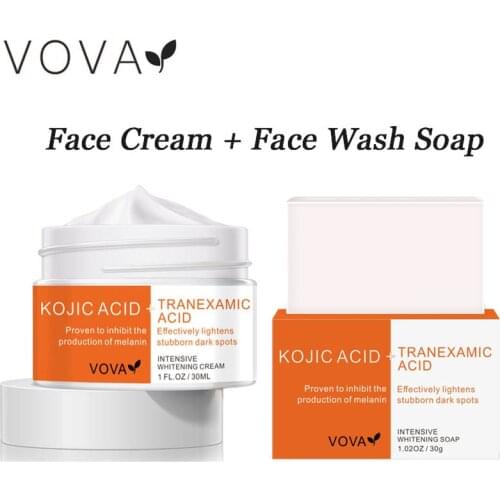 VOVA Intensive Whitening Face Cream Freckle Removal Face Wash Soap Set Brighten Skin Fade Spots Melanin Cleaning Skin Care Kit