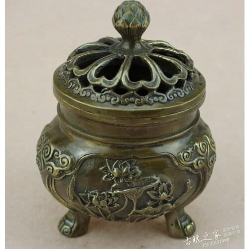 Chinese collection ancient bronze decoration incense burner tower censer, censer, sandalwood stove metal handicraft