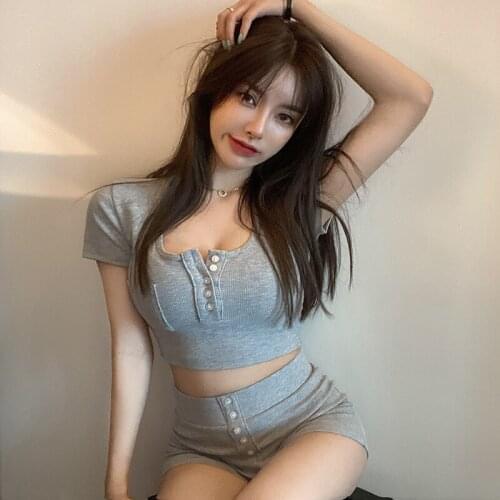 Make firm offers the new little brief paragraph coat of cultivate ones morality leisure joker high waist shorts two-piece women