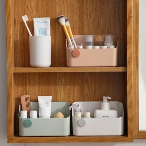 Cosmetic Storage Box Plastic Container Bathroom Storage Makeup Organizer Desktop Pen Holder Household Dividing Lipstick Storage