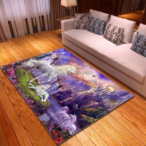 Nordic 3D Unicorn Cartoon Animal Carpet Childrens Room Bedroom Coffee Table Living Room Decorative Carpet
