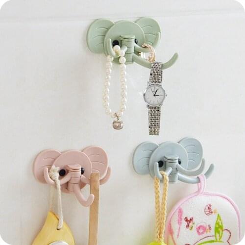 Creative Cute Elephant Sticky Hook Kitchen Bathroom Hook Strong Adhesive Traceless Hook Storage Rack