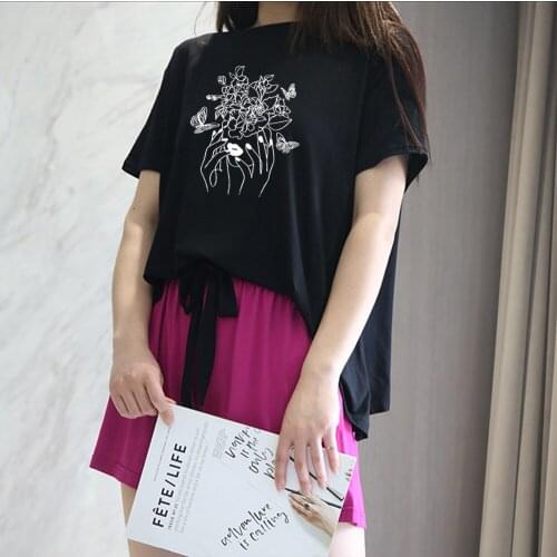 Summer Womens Graphic Print Suit Two Pieces Tracksuit Short Sleeve Set Women Sport Outfit Casual Elastic Waist Lady Suits