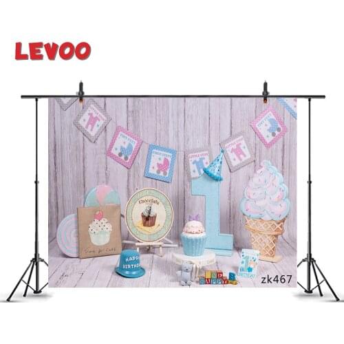 LEVOO Photography Background Ice-Cream Theme 1st Birthday Smash Cake Portrait Photo Studio Shoot Props Backdrop Photocall Vinyl