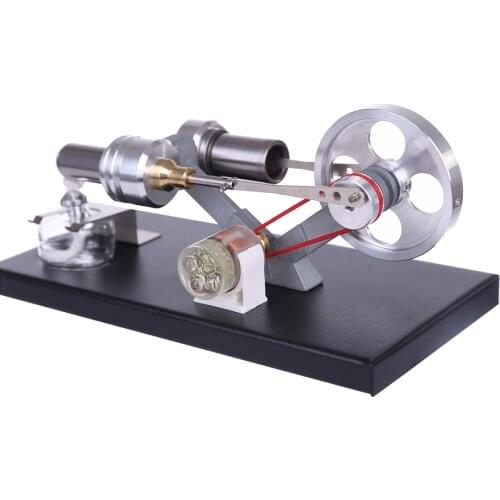 Metal Cylinder Stirling Engine Generator Heat Engine with 4 LED Lights and Black Metal Base DIY Steam Model Set - Assembly