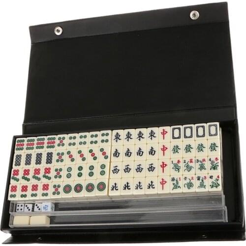 Mini Portable Mahjong Set Chinese Traditional Mah-Jong Game with Storage Box Entertainment Game Gift for Family Travel Party