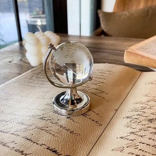 Mini Round Earth Art Crafts Home Office Desk Decoration Gift Crystal Glass Ball World Globe