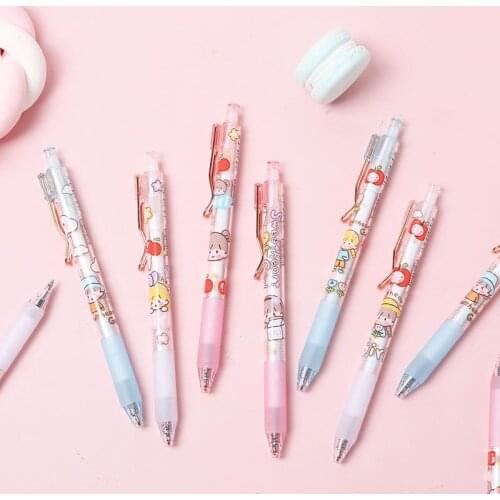 MINKYS 1PC Kawaii Cute Press Type Black Ink Gel Pen Graffiti Writing Pens Kids Gift School Stationery