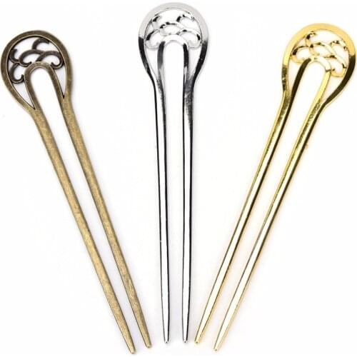 Fashion Metal Retro Style Hair Stick U-shaped Alloy Hairpin Double Wavy Flower Hairpin Hair Accessories Styling Tools