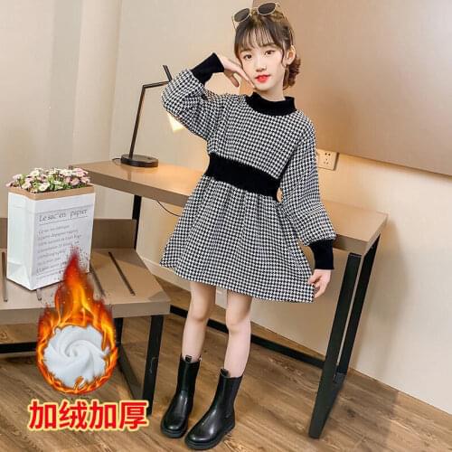 2021 New Girls Plaid Dress Spring Autumn Princess Costumes Children Casual Clothing Long Sleeve Kids Clothes 4-14Years