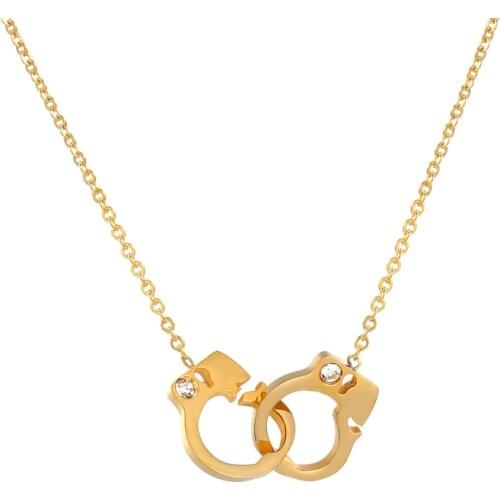 New Arrival Handcuffs Pattern Inlaid Crystal Woman Necklace Pendant High Quality Titanium Steel Woman Best Necklace Jewelry Gift