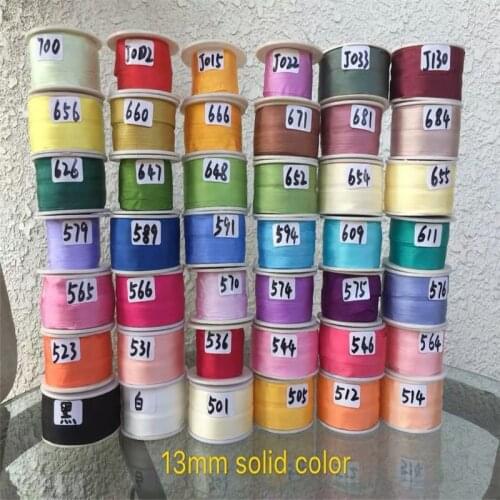 Solid 42colors 13mm 100% pure silk embroidery ribbon taffeta wedding ribbon ins style silk edge ribbon Anya Ribbon Handcraft