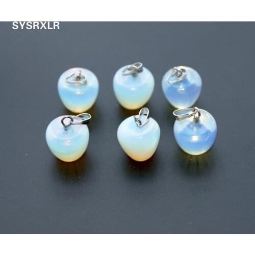 Wholesale 5 Pieces High-Quality Charm Apple Shape Pendant Natural Opal DIY Necklace Bracelet Earring For Jewelry Making