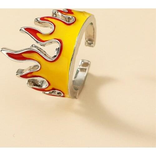 Vintage Flame Opening Open Adjustable Rings for Women Men Unisex Goth Metal Charms Friendship Rings Couple Rings Fashion Jewelry
