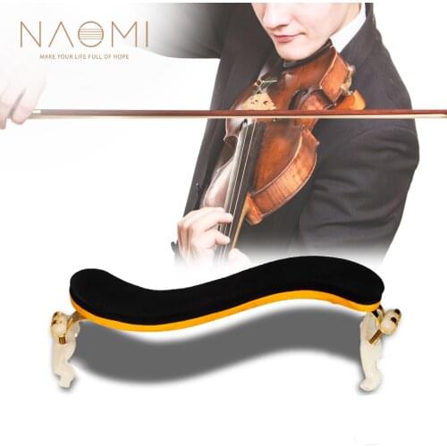 NAOMI Selected Maple Wood Violin Shoulder Rest Adjustable 3/4 4/4 Violin/Fiddle Shoulder Rest Soft Pad