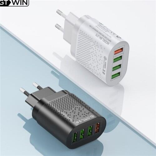 GTWIN 48W QC3.0 USB Wall Charger Quick Charge 4 Ports EU US Tablet Wall Mobile Phone Adapter for iPhone 11 XS Fast Charging