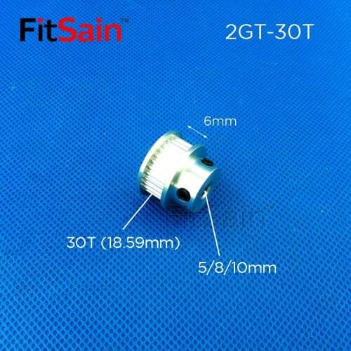 FitSain-2GT 30T Width 6mm aluminum alloy pulley center hole 5mm/6mm/8mm/10mm/12mm reduction ratio drive synchronous wheel