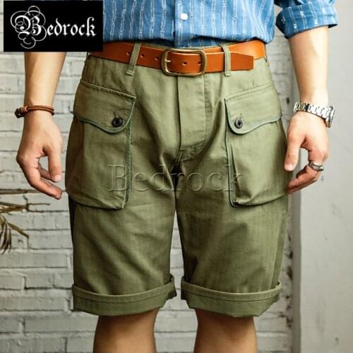 RT American retro shorts men p44 army pants casual loose multi-pocket knee length pants 7.5oz Herringbone twill overalls shorts