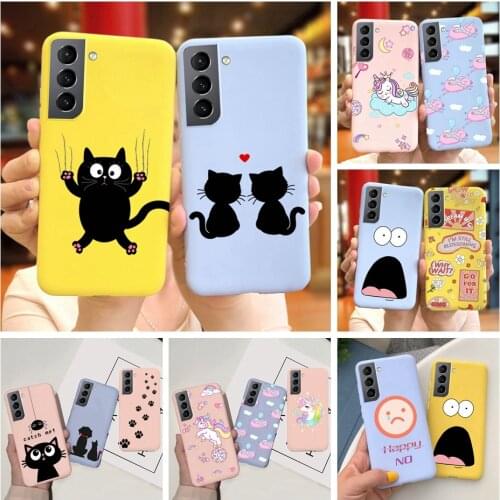 Cute Cartoon Cat Unicorn Pattern Silicone Cover For Samsung Galaxy S21 5G S21+ Coque Samsung S21 Plus S 21 5G Candy Soft Case