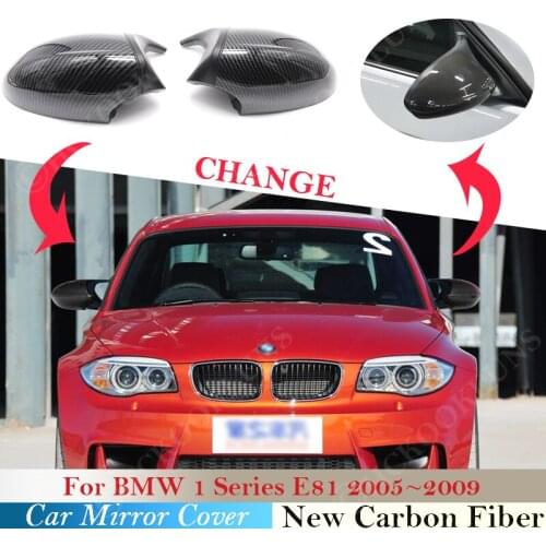 High Quality Side Wing Mirror Cover For BMW 1 3 Series E81 2005 ~2009 E82 E91 E92 E90 E93 E87 E88 Rear-View Caps Carbon Black