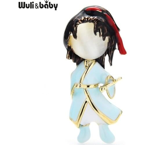 Wuli&baby Ancient Opal Lady Brooches Women Unisex 2-color Enamel Figure Party Casual Brooch Pins Gifts