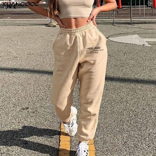 2021 Sweatpants Women Autumn Winter Wide Leg Oversized High Waisted Sports Jogger Cargo Pant Streetwear Fleece Casual Sweatpants