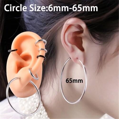 1PC 316L Stainless Steel Ear Trague Cartilage Earring Large Hoop Earrings Big Smooth Circle Silver color Black Earrings Piercing