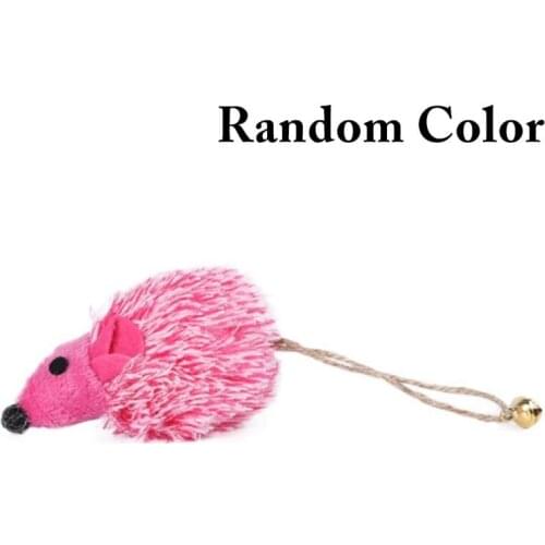 1Pcs Interactive Cat Toy Plush Sisal Mouse Shaped Kitten Chew Toy Creative Cat Teasing Toys With Bell Cats Supplies Random Color