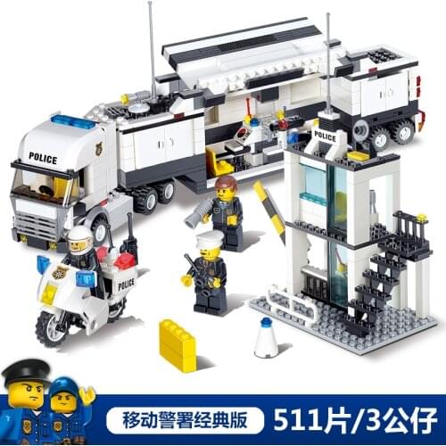 511pcs Kaizhi 6727 Water Police Headquarters Series Police Command Vehicle Assembled Toy Gifts