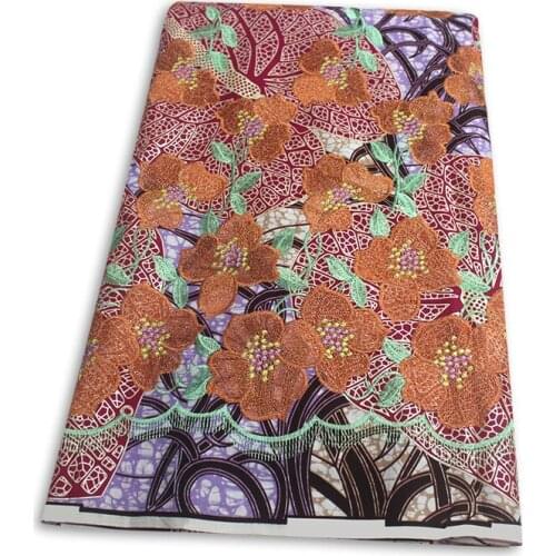 African Embroidery Brocade Cotton Wax Fabric for Sewing H210316