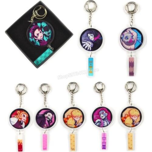 Acrylic Animation Demon Slayer Seat Keychain Animal Car Accessories Plush Key Ring Kawaii Schoolbag Pendant Kids Birthday Gift