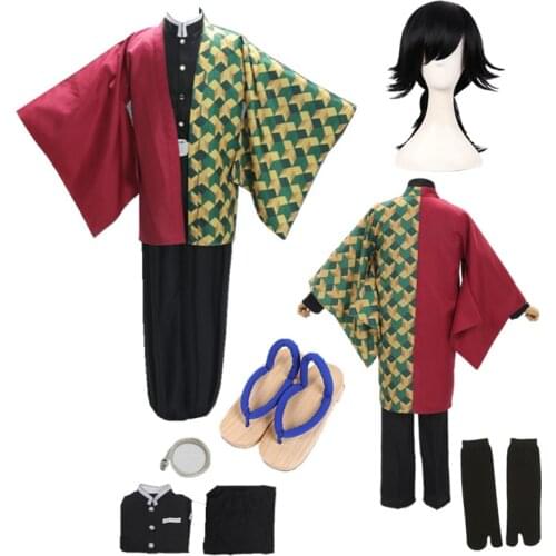 Anime Demon Slayer Cosplay Kimono Comic Tomioka Giyuu cosplay Clothing Halloween Mens Kimono Outfit